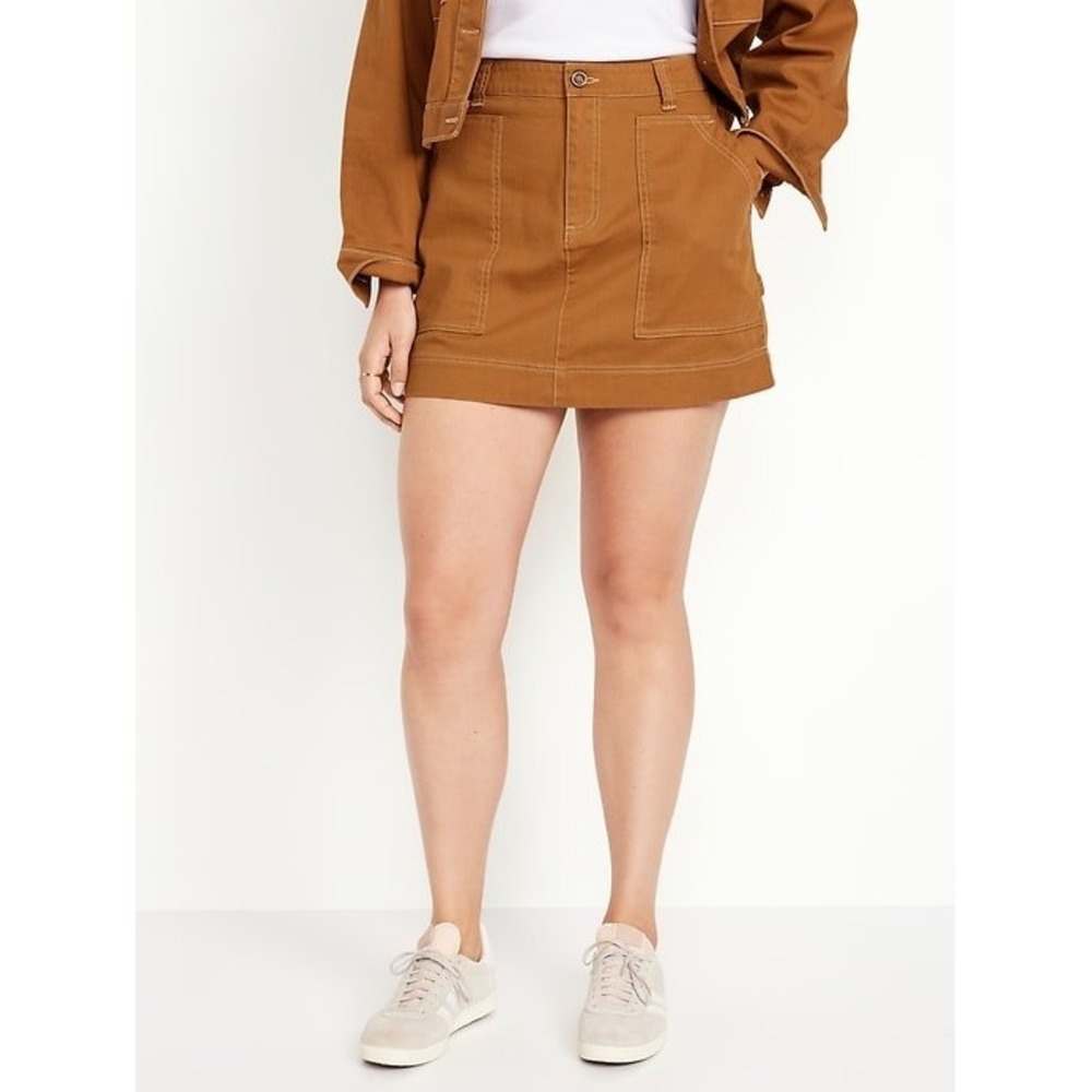 Old Navy Womens Utility Carpenter Skater Mini Skirt Size 10 Fall Brown Cotton